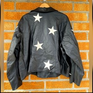 Torrid BLACK FAUX LEATHER & WHITE STAR MOTO JACKET 4